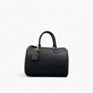 Noirblanc No. 260 Large Black Bowling Bag - Italian Leather & Gold Accents