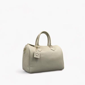 Noirblanc No. 260 Large Bowling Bag in Limestone - Italian Leather & Gold Accents