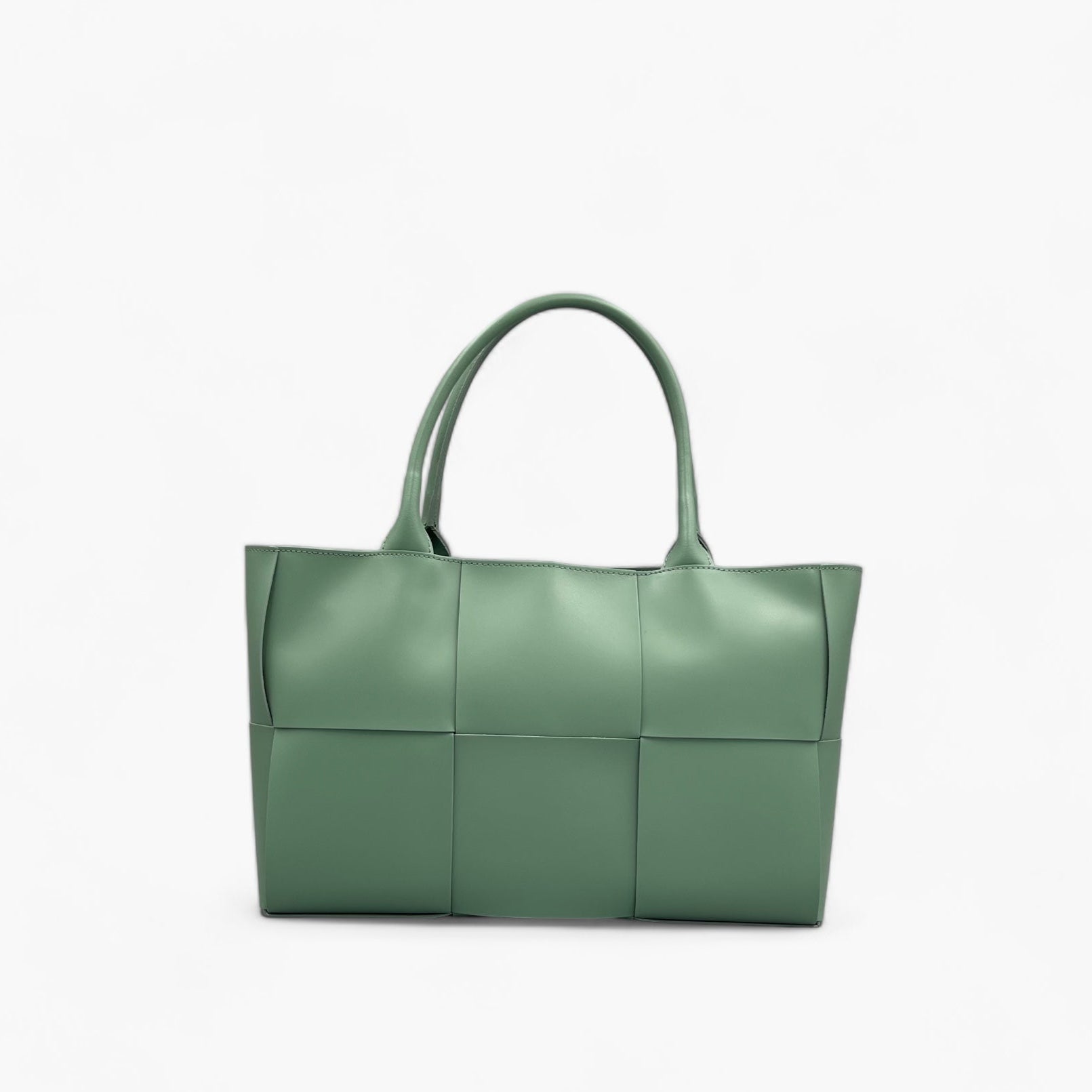 No. 1 Large Mint Green Woven Tote Bag - Italian Leather | Noirblanc