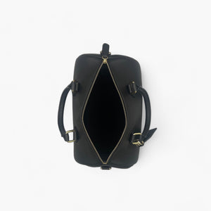 Noirblanc No. 260 Large Black Bowling Bag - Italian Leather & Gold Accents