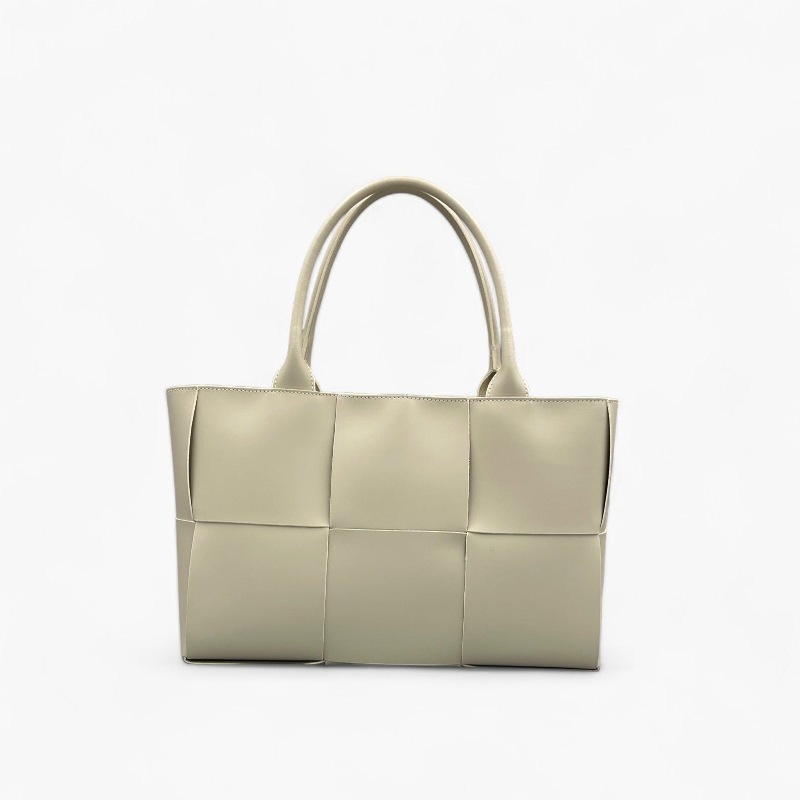 No. 1 Large Limestone Woven Tote Bag - Italian Leather | Noirblanc