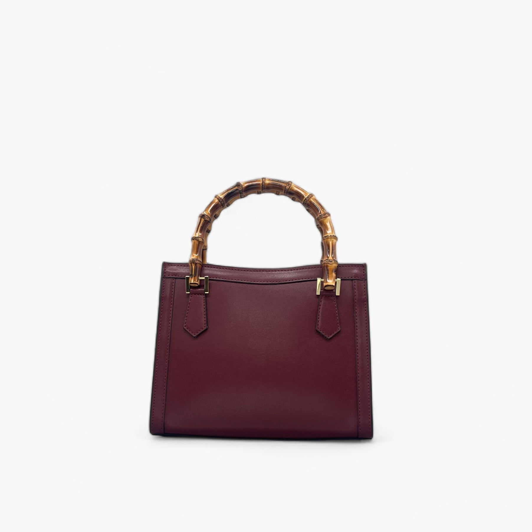 No. 222 Tote Bag in Bordeaux with Bamboo Handles - Italian Leather | Noirblanc