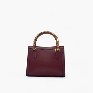 No. 222 Tote Bag in Bordeaux with Bamboo Handles - Italian Leather | Noirblanc
