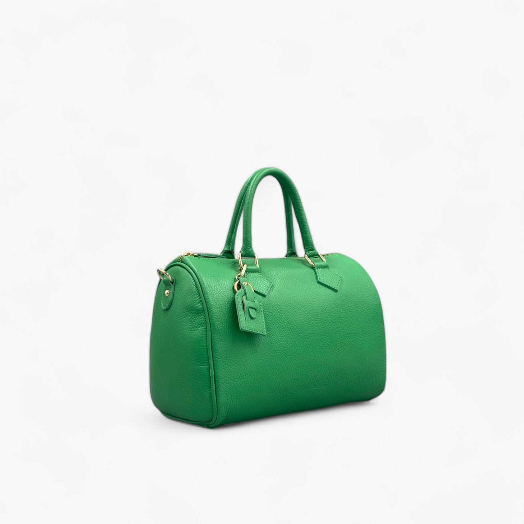 Noirblanc No. 260 Large Green Bowling Bag - Italian Leather & Gold Accents